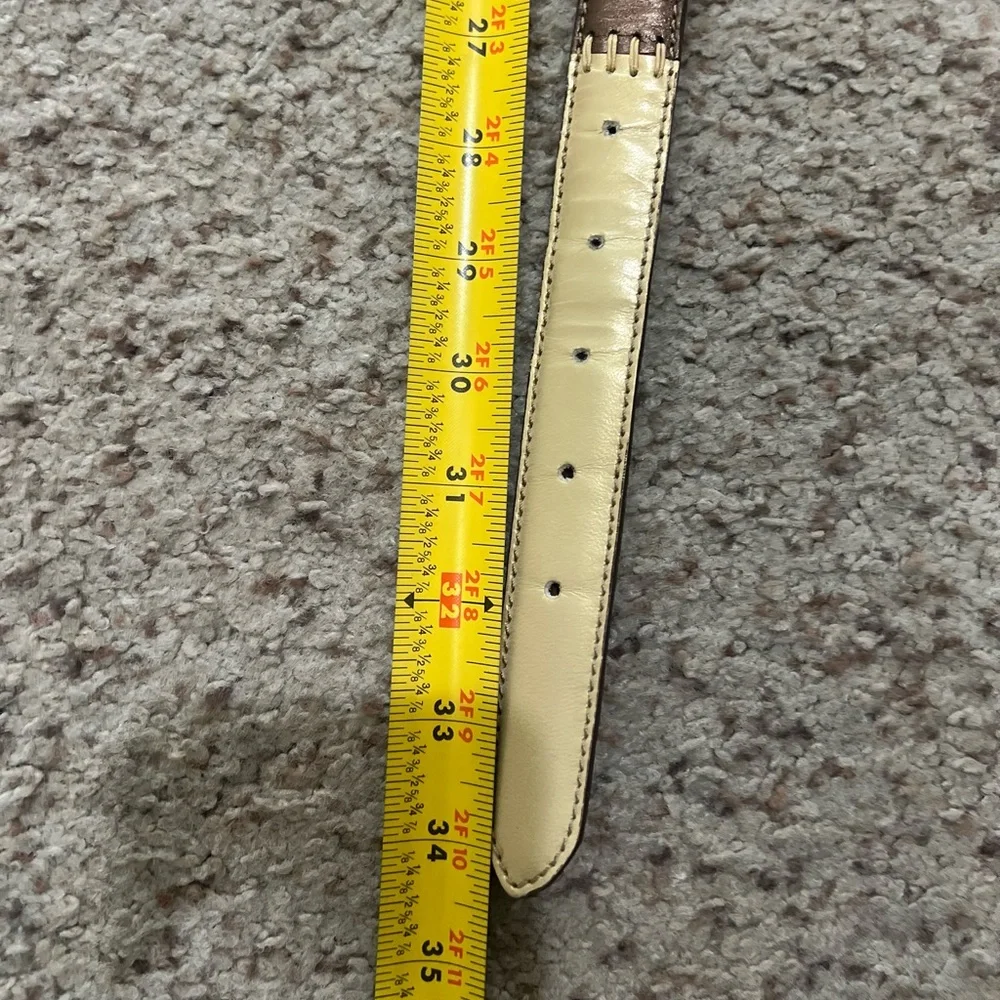 FOSSIL Leather Multi-Color Stitched Sections Belt GoldTone Size Medium‎